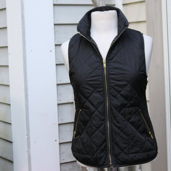 Old Navy Jackets & Blazers - Old Navy Black Quilted Gold Zipper Classic Vest Sz XS